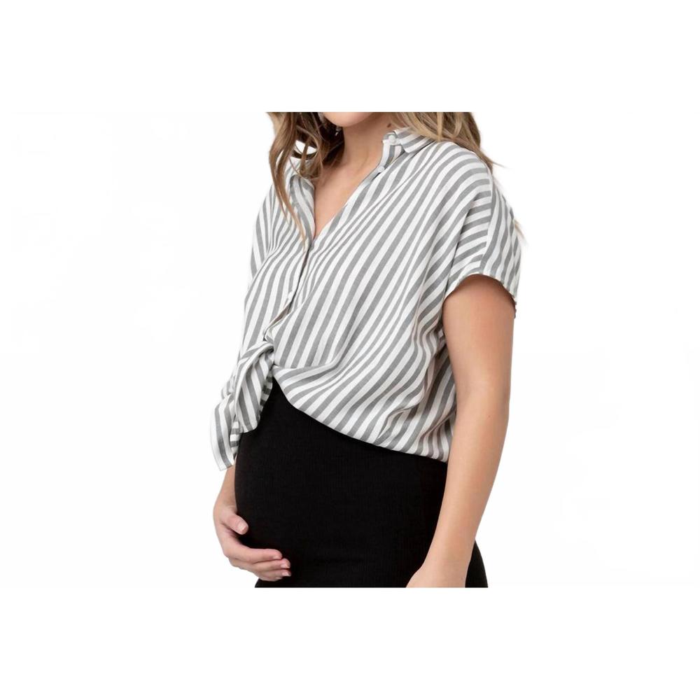NEW RIPE ada relaxed maternity top shirt in black white